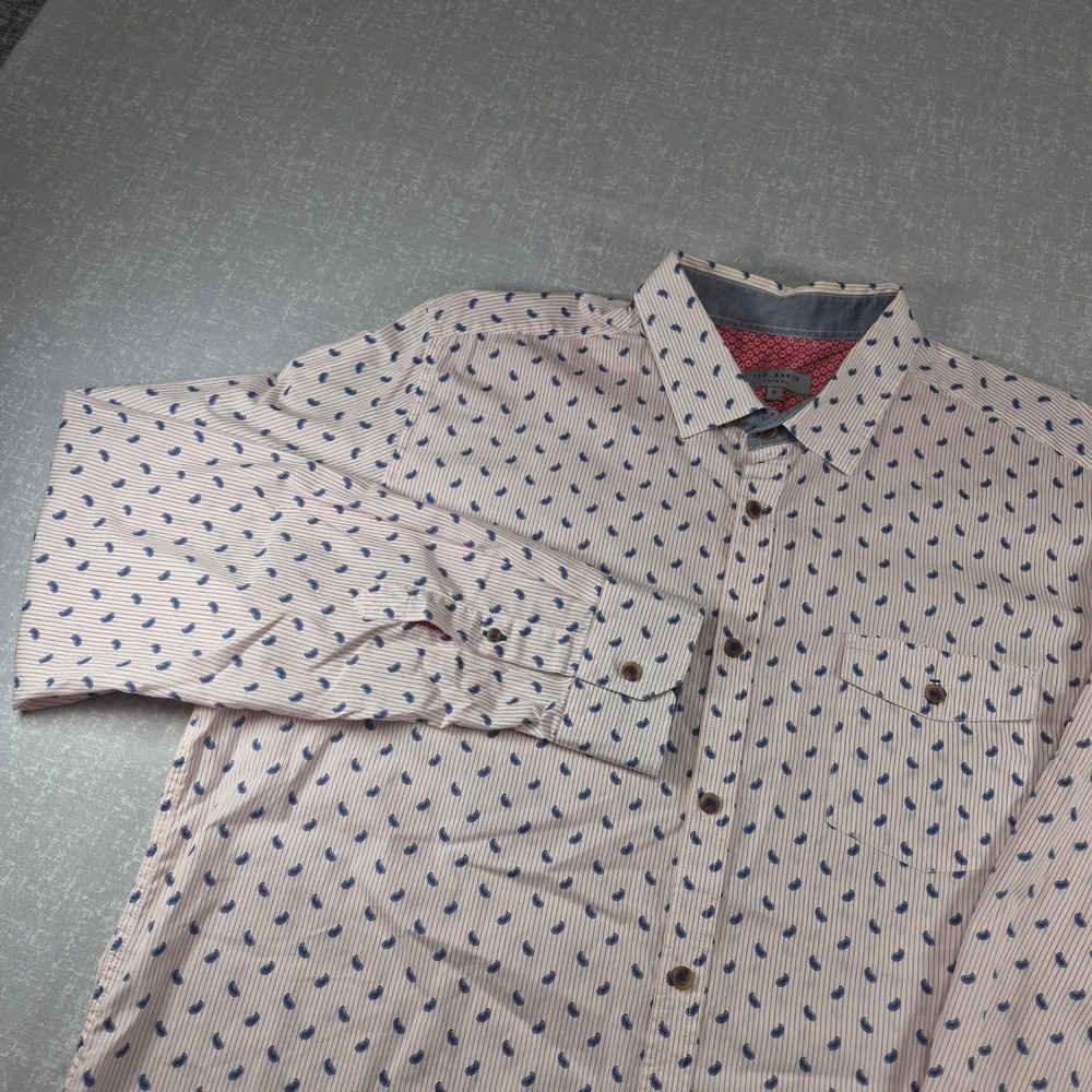 Ted Baker London Mens Size 6 XXL Striped Paisley Button Down Shirt TS3M GA87